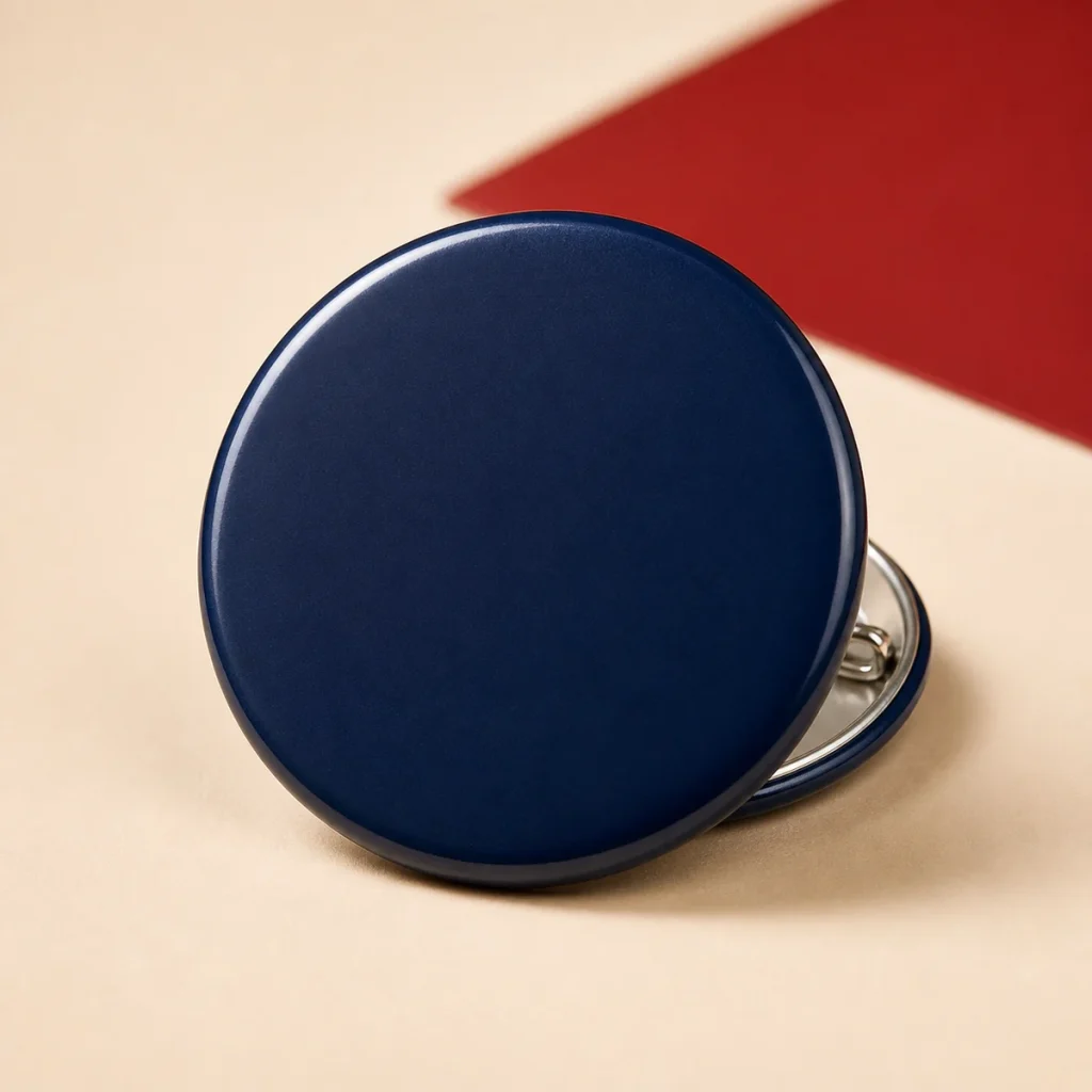 Blank navy round campaign button for custom event messaging