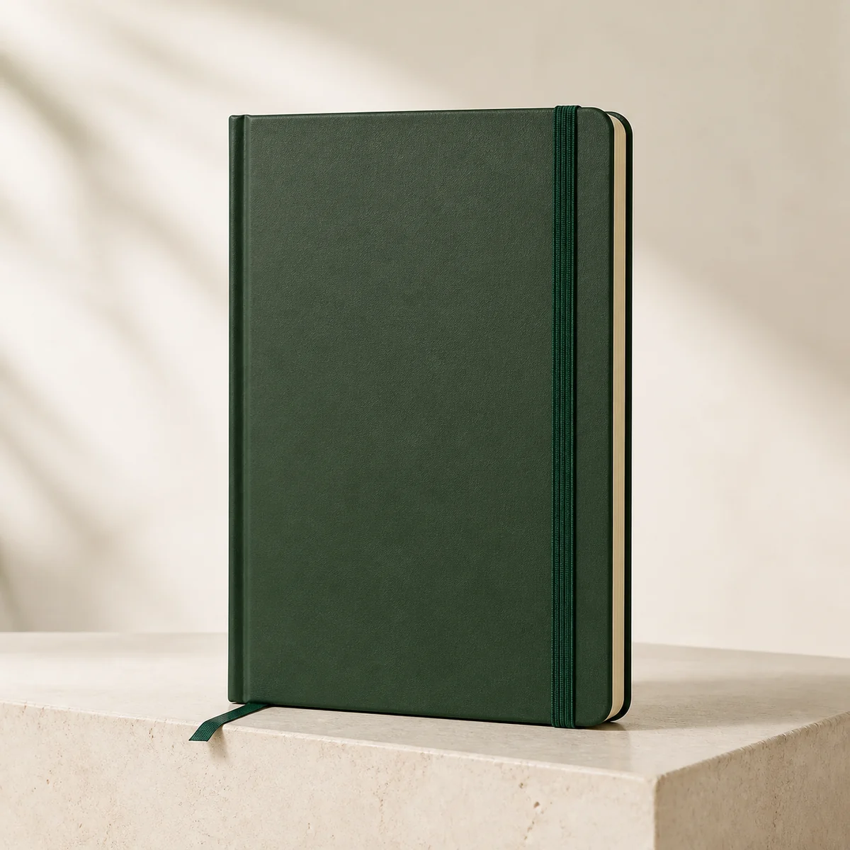 Blank forest-green executive notebook for custom logo branding