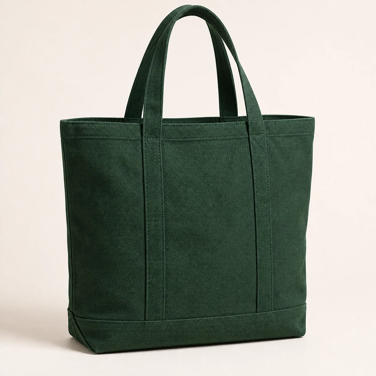 Blank forest-green heavy canvas tote for custom branding