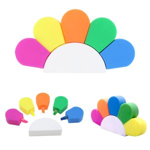 5-Color Fan-Shaped Highlighter Marker Set