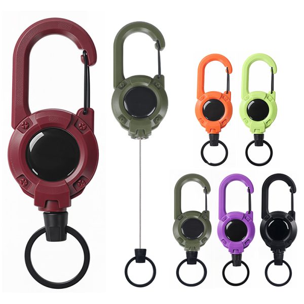 Retractable Badge Reel with Carabiner Clip and Key Ring