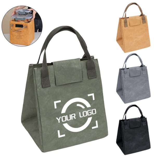 Insulated Kraft Paper Style Lunch Tote Bag