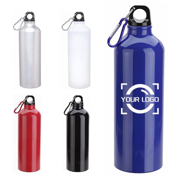 25oz Aluminum Water Bottle with Carabiner Clip