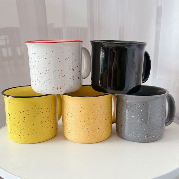 Black Rim Speckled Enamel Camping Mug