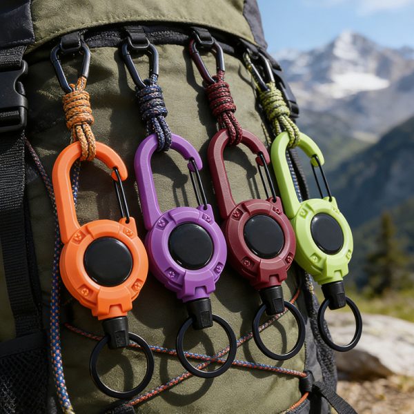 Retractable Badge Reel with Carabiner Clip and Key Ring