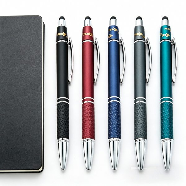 Orbit Spinner Chrome Metal Pen with Stylus