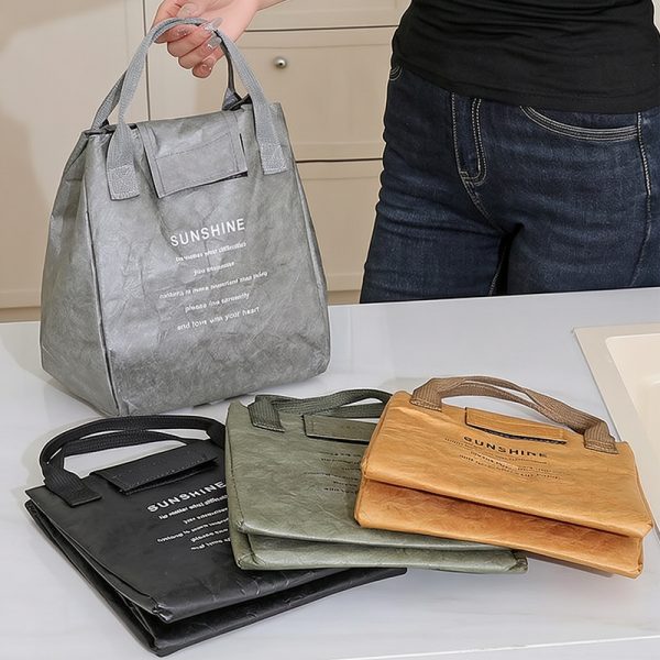 Insulated Kraft Paper Style Lunch Tote Bag
