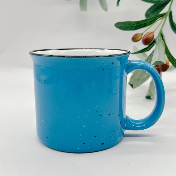 Black Rim Speckled Enamel Camping Mug