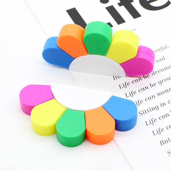 5-Color Fan-Shaped Highlighter Marker Set
