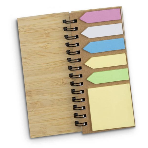 Eco-Friendly Bamboo Spiral Notebook with Sticky Notes & Ruler