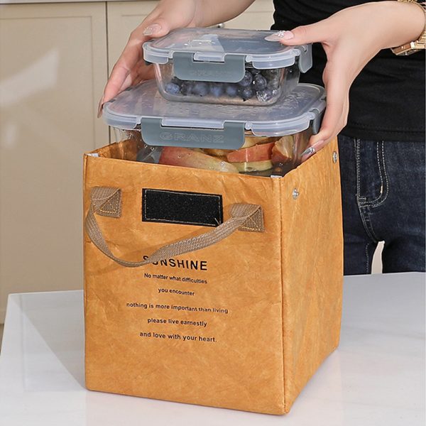 Insulated Kraft Paper Style Lunch Tote Bag