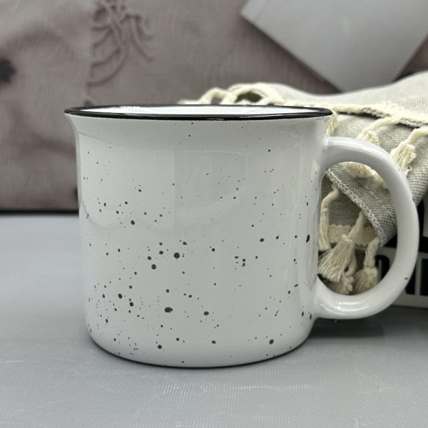 Black Rim Speckled Enamel Camping Mug