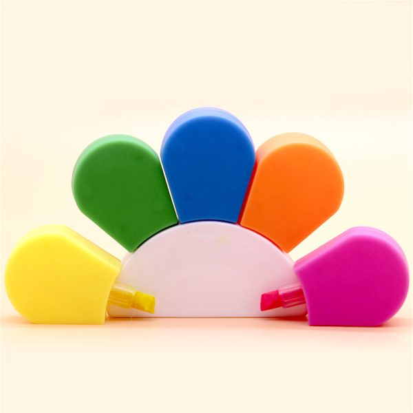 5-Color Fan-Shaped Highlighter Marker Set