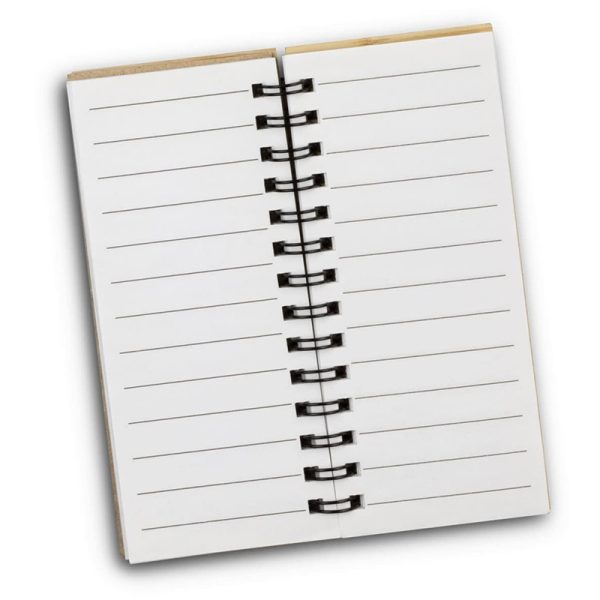 Eco-Friendly Bamboo Spiral Notebook with Sticky Notes & Ruler
