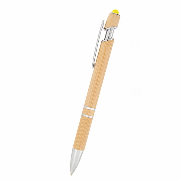 Natural Bamboo Retractable Ballpoint Pen With Stylus