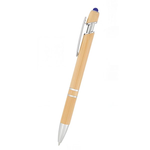 Natural Bamboo Retractable Ballpoint Pen With Stylus