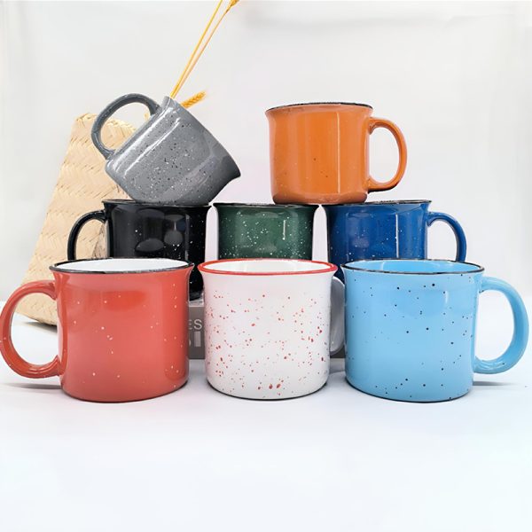 Black Rim Speckled Enamel Camping Mug